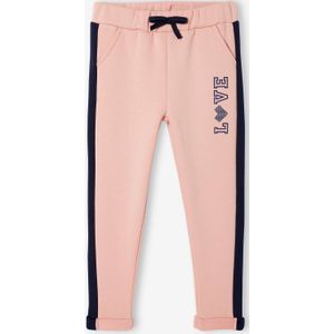 Fleece sportbroek met strepen aan de zijkant voor meisjes roze