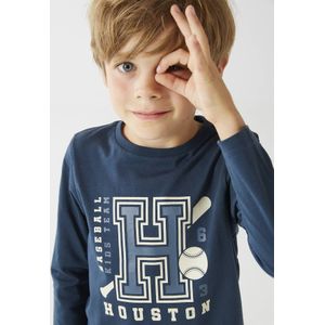 Basics T-shirt met lange mouwen voor jongens met een speels of grafisch motief marineblauw