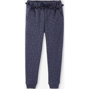 Joggingbroek voor meisjes met ruche en bloemenprint blauw bedrukt