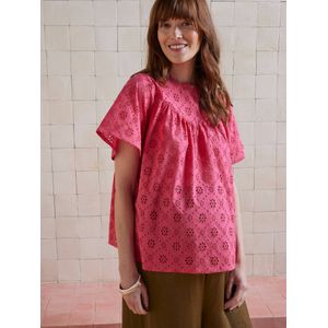 Zwangerschapsblouse met kantborduursel framboos