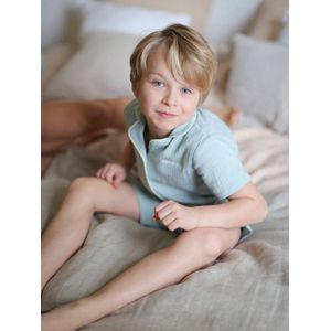 Pyjashort jongens personaliseerbaar saliegroen
