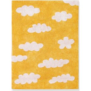 Wasbaar katoenen tapijt met wolkenprint - LORENA CANALS mosterdgeel