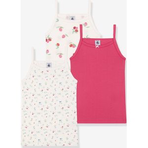 Set van 3 kindertopjes met dunne bandjes met fruitmotief PETIT BATEAU wit