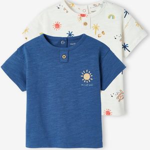 Set van 2 T-shirts 'zon' voor uw baby, met korte mouwen koningsblauw