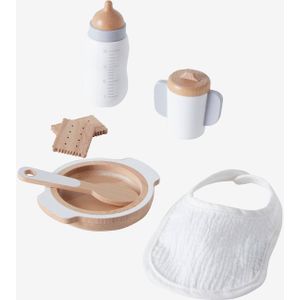 Houten accessoireset voor babyvoeding wit