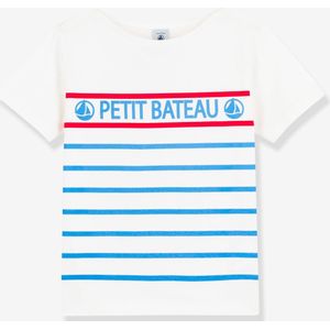 Katoenen jongensshirt met korte mouwen PETIT BATEAU blauw gestreept