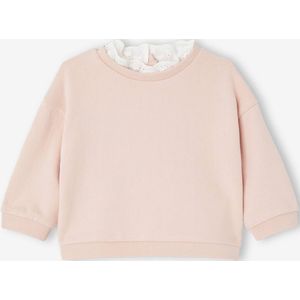 Babysweater met kraag van Engels borduurwerk roze (poederkleur)