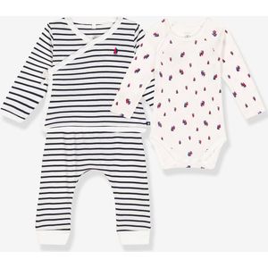 3-delige babyset PETIT BATEAU blauw, gestreept