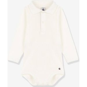 Romper met lange mouwen en polokraag in biologisch katoen PETIT BATEAU ecru