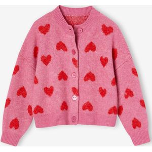 Jacquard vest met hartjes meisjes oudroze