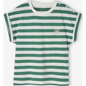 Personaliseerbare gestreept meisjes t-shirt groen, gestreept