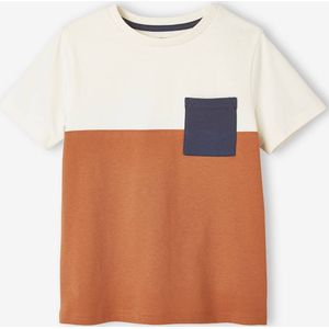 Colorblock jongensshirt met korte mouwen oranje