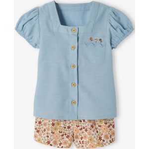 Set bloemetjesblouse en korte broek baby double stone