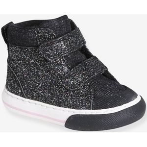 Babysneakers met klittenband en glitters zwart