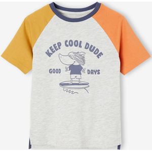 Colorblock jongensshirt met haaienprint gem�leerd grijs