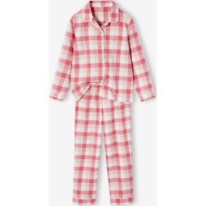 Gepersonaliseerde pyjama met ruitjes van flanel voor meisjes rozen