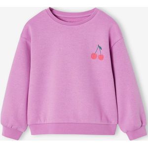 Basic meisjessweater met motief paars