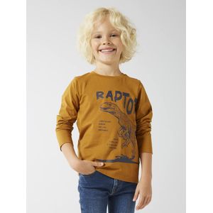 Basics T-shirt met lange mouwen voor jongens met een speels of grafisch motief okergeel