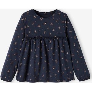 Shirtblouse met print voor meisjes marineblauw