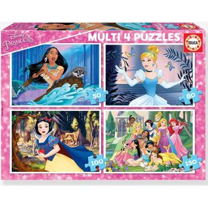 Set met 4 puzzels van 50 tot 150 stukjes Disney� Prinsessen EDUCA roze