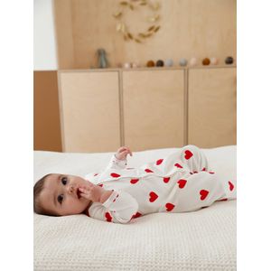 Baby pyjama met hartjes in fleece PETIT BATEAU wit hartjesprint