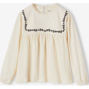 Blouse-T-shirt met bloemenprint voor meisjes vanille