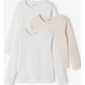 Set van 3 shirts voor meisjes met lange mouwen BASICS nude