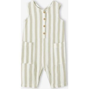 Gestripte katoenen baby romper groen, gestreept