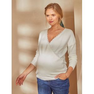Omkeerbare trui voor/achter voor de zwangerschap en borstvoeding wit