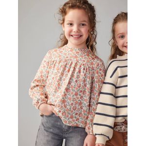 Blouse met bloemen meisje ecru