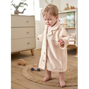 Gepersonaliseerde badjas voor baby's met gerecycled katoenen blouse beige