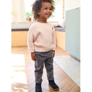 Molton babybroek met ruitjes donkerblauw geruit