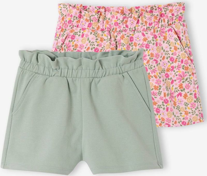 Set van 2 meisjesshorts saliegroen