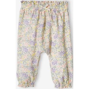 Losse babybroek met print ecru