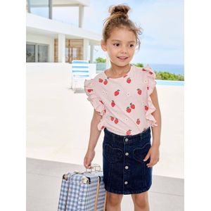 Jeans meisjesrok met knopen ongewassen denim