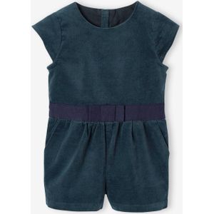 Gladde fluwelen babyjumpsuit smaragdgroen