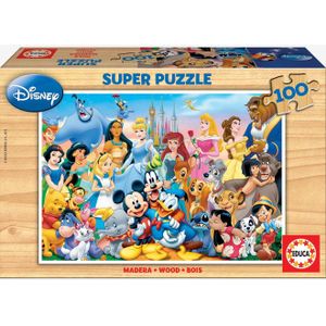 Houten puzzel van 100 stukjes De wonderlijke wereld van Disney� EDUCA blauw