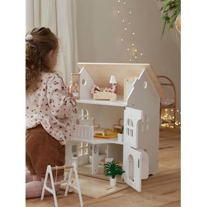 Romantisch poppenhuis + meubilair wit