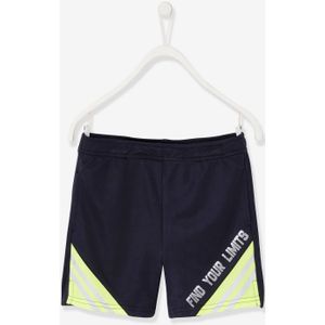 Jongens sportbermuda van technisch materiaal met reflecterende details marineblauw grijs