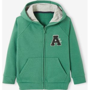 Hooded jongenssweatshirt met rits in college-stijl medium groen