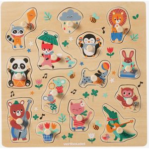 Knopenpuzzel Les animaux joyeux hout