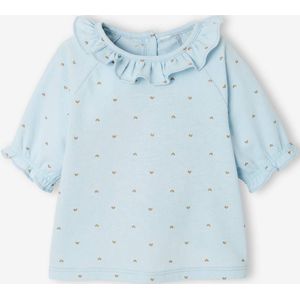 T-shirt met kraagje voor baby's blauw bedrukt