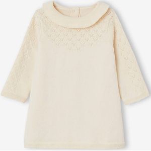 Tricot jurk met fantasiesteek baby vanille