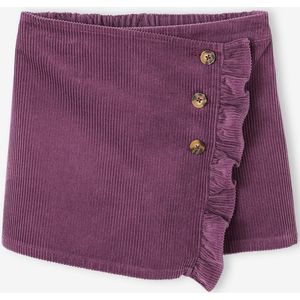 Short-rokje van ribfluweel met wikkeleffect paars