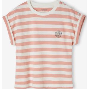 Personaliseerbare gestreept meisjes t-shirt roze, gestreept