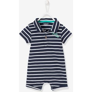 Strandpakje met polokraag voor jongensbaby marineblauw/wit