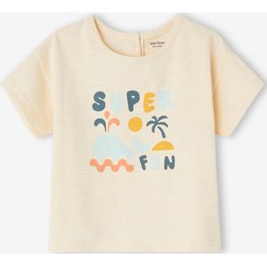 Babyshirt ""Super fun"" met korte mouwen ecru