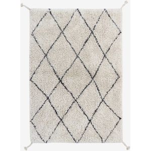 Wasbaar katoenen tapijt Mini Berbere Zwart & Wit - LORENA CANALS wit, bedrukt