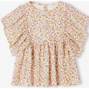 Shirt-blouse voor meisjes met motiefjes vanille