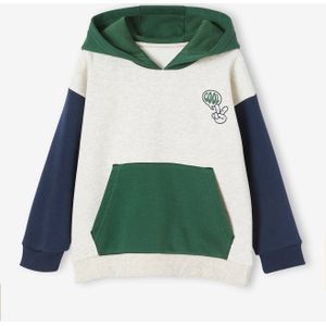 Colorblock jongenssweater met capuchon groen